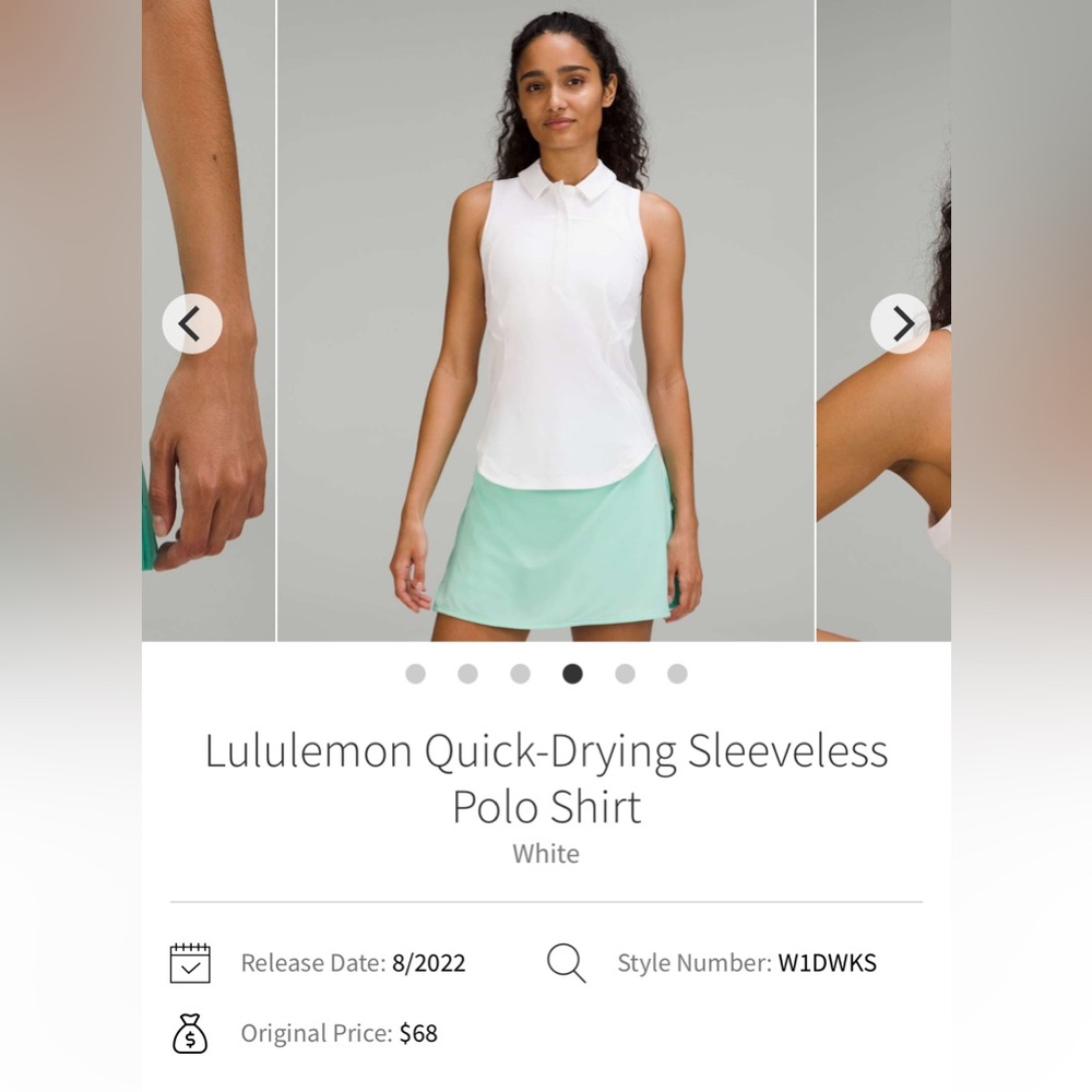 Lululemon Quick-Drying Sleeveless Polo Shirt White
